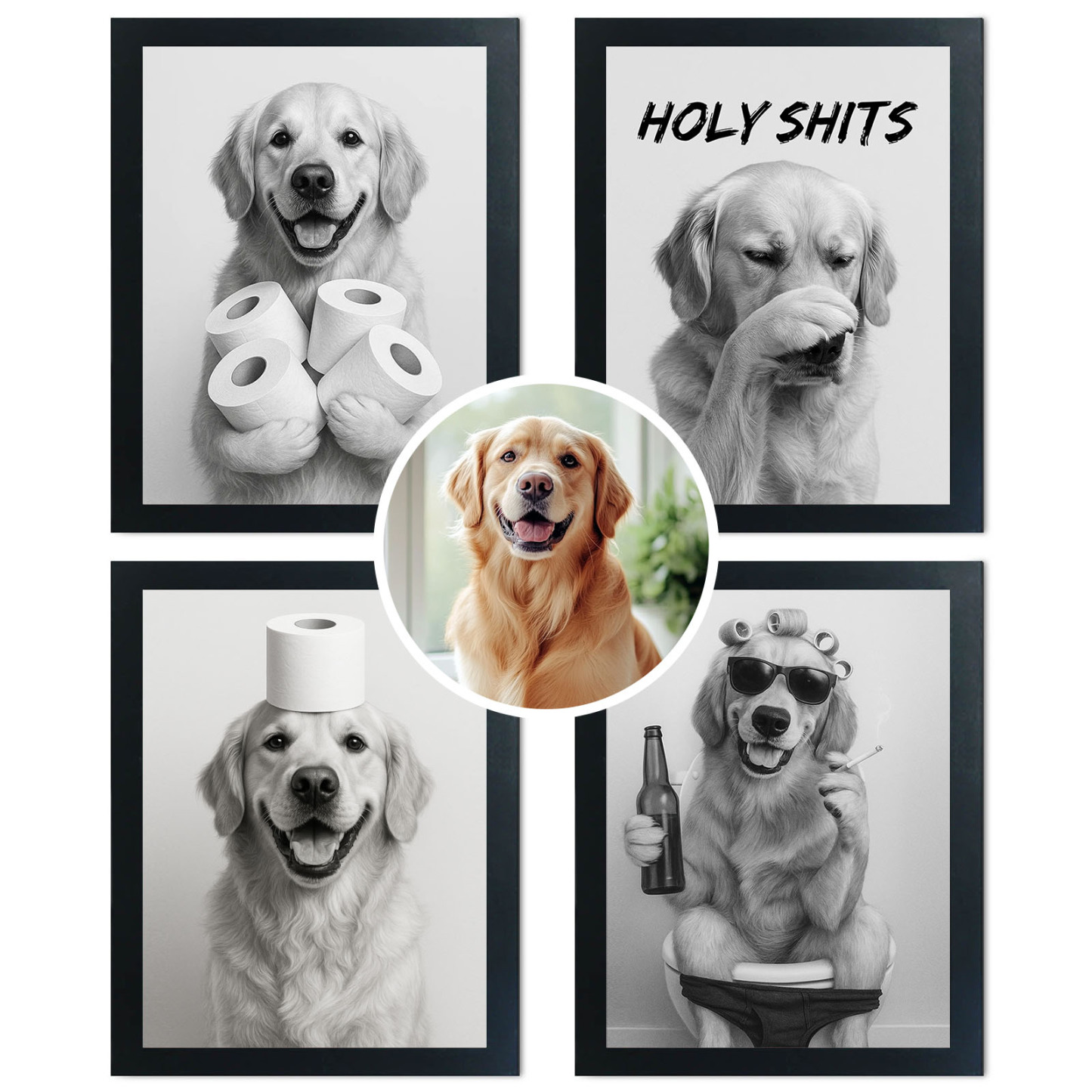 Personalized Dog Bathroom Wall Art Wood Canvas-Ships Next Day+Made in USA-Claire Custom