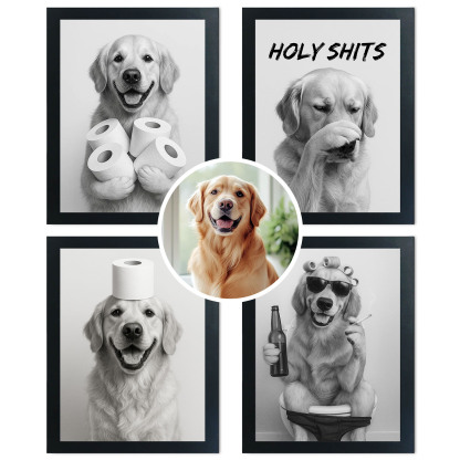 Personalized Dog Bathroom Wall Art Wood Canvas-Ships Next Day+Made in USA-Claire Custom