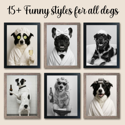 Personalized Dog Bathroom Wall Art Wood Canvas-Ships Next Day+Made in USA-Claire Custom