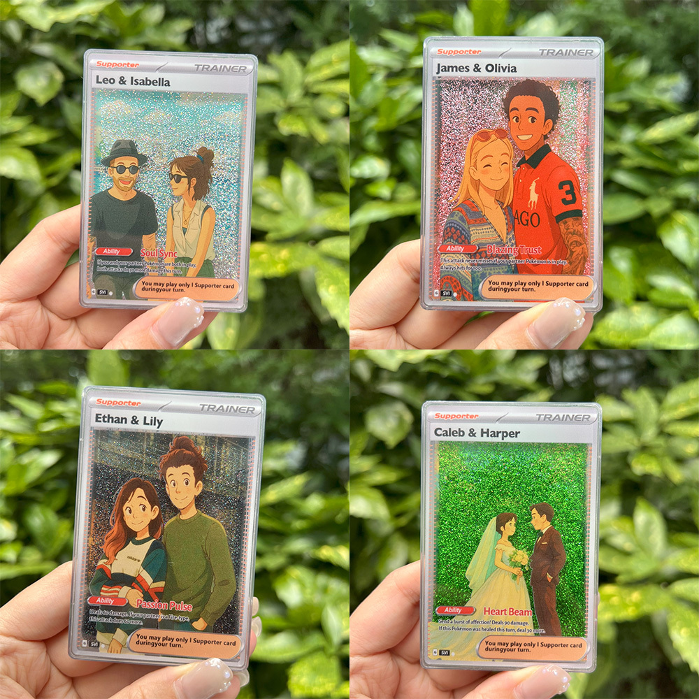Custom Anime 3D Floating Sand Trainer Supporter Card Pokecard For Couples-Claire Custom