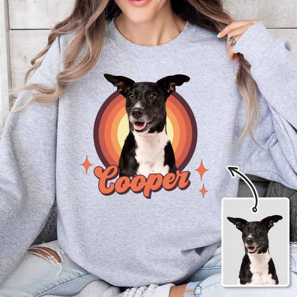 Custom Retro Pet Shirt/Crewneck/Hoodie, Comfort Colors Pets Portrait Shirt-Claire Custom