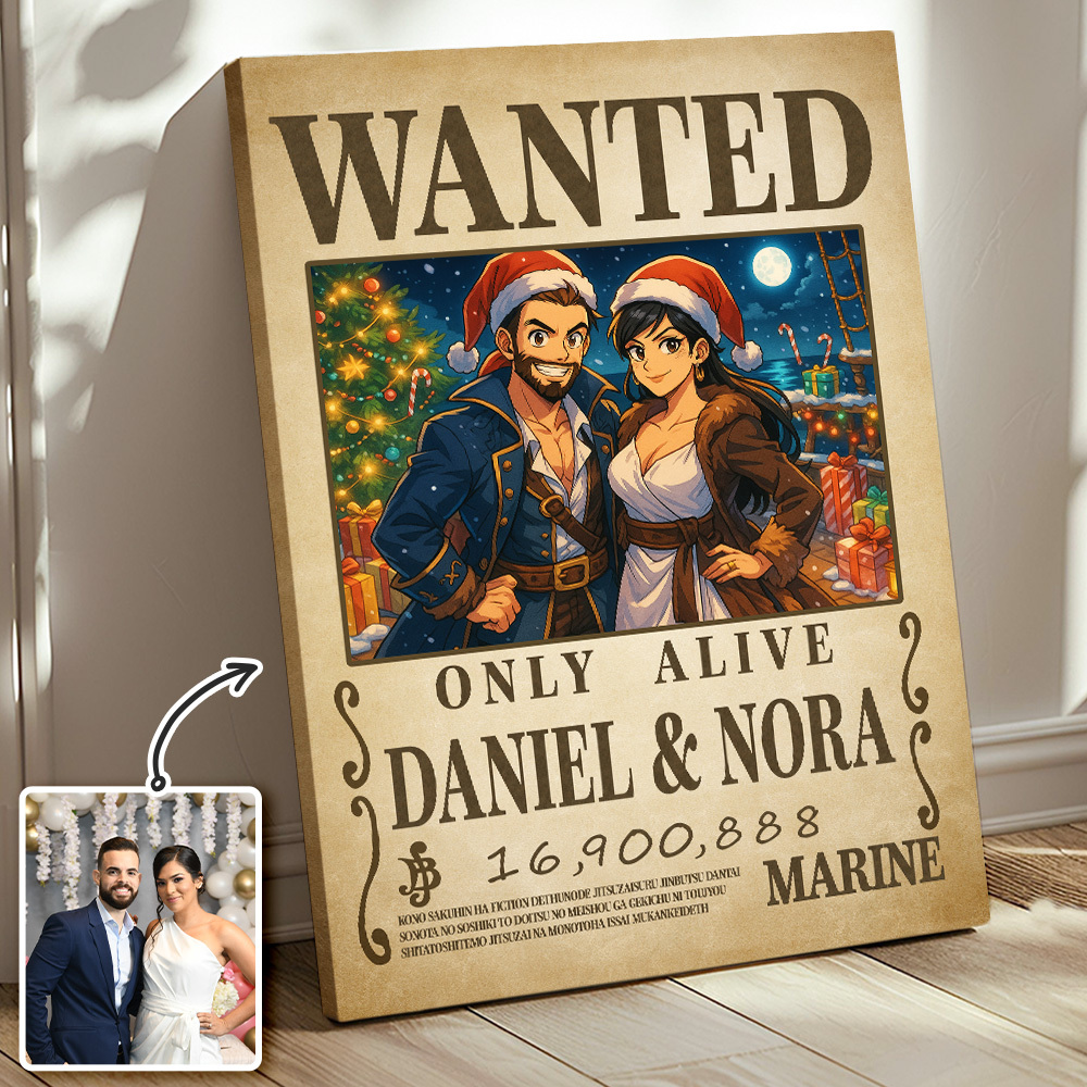 Custom Christmas Anime Wanted Couple Portrait, Pirate Theme Frame Gift⚓-Claire Custom