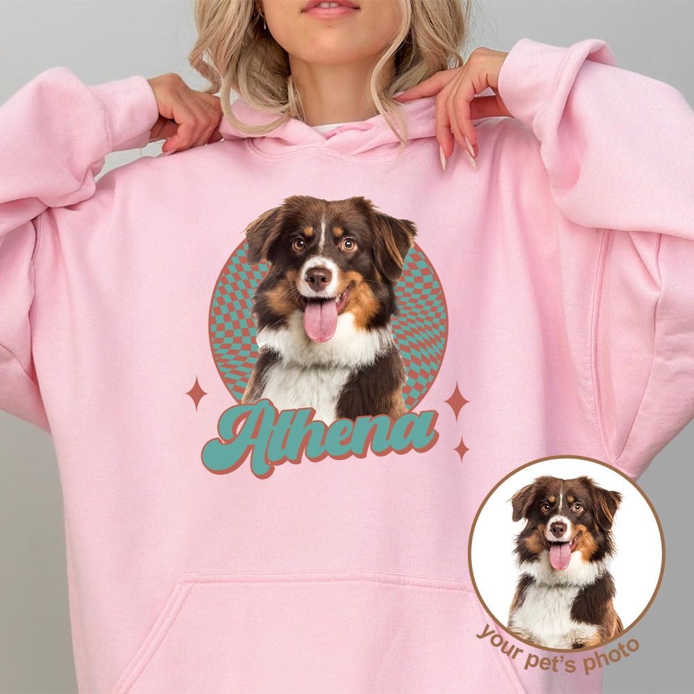 Custom Retro Pet Shirt/Crewneck/Hoodie, Comfort Colors Pets Portrait Shirt-Claire Custom