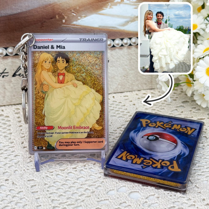 Custom Anime 3D Floating Sand Trainer Supporter Card Pokecard For Couples-Claire Custom