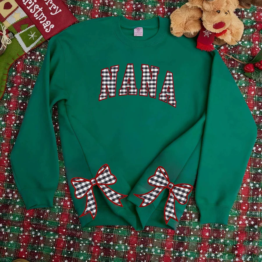 Trendy Merry Side Bow Cut-Out Sweatshirt - Cozy Plaid Christmas Pullover for Women-Claire Custom