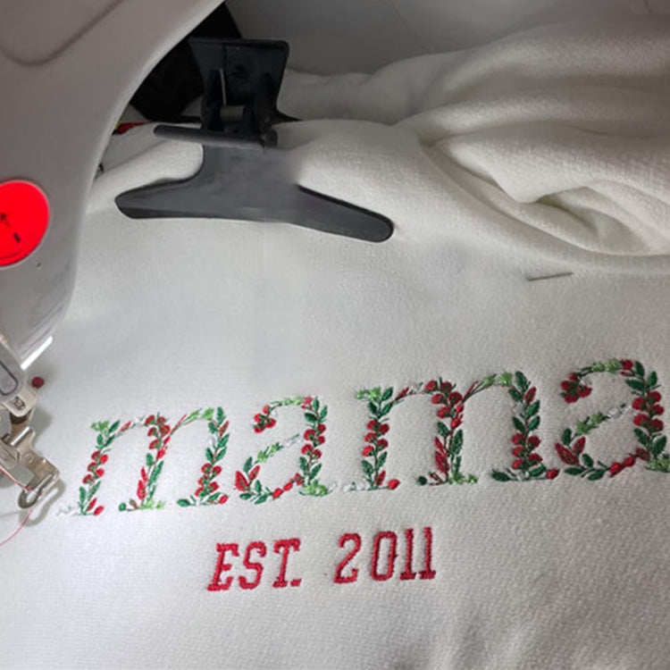 Personalized Mama Side Bow Embroidered Sweatshirt-Claire Custom
