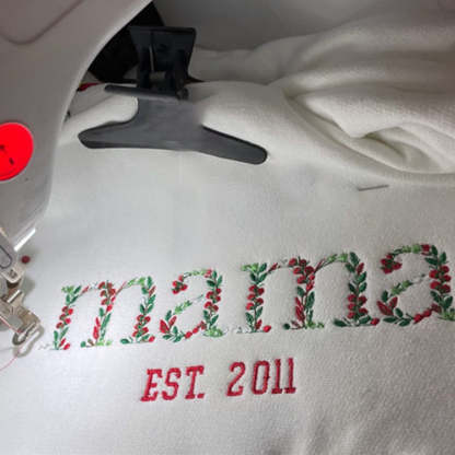 Personalized Mama Side Bow Embroidered Sweatshirt-Claire Custom