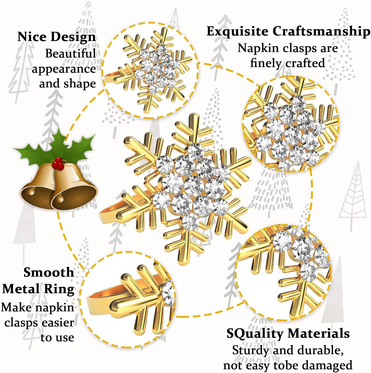 🎅Christmas Napkin Rings for Christmas Holiday Party❄️ Table Decoration🍽️-Claire Custom