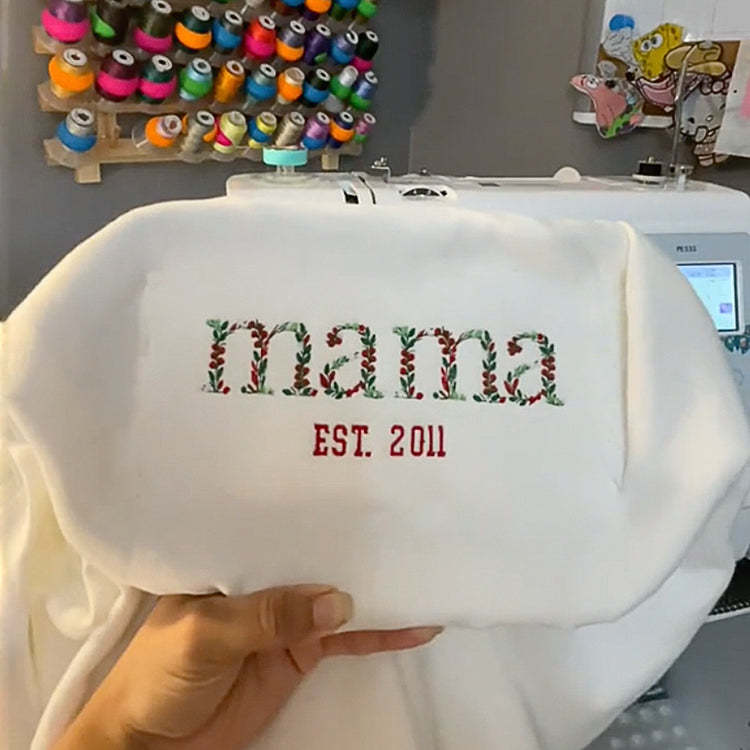 Personalized Mama Side Bow Embroidered Sweatshirt-Claire Custom