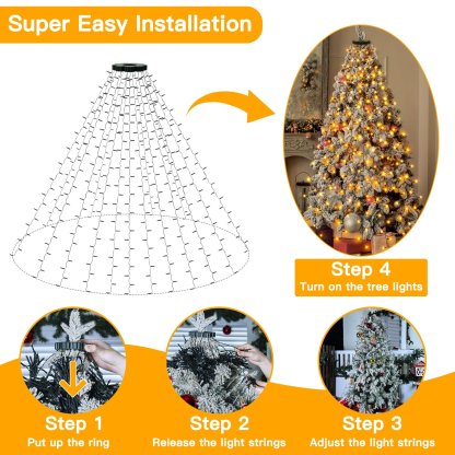 🎄Christmas Tree Waterfall Lights with Ring-Claire Custom