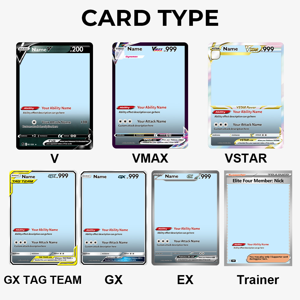 Custom Anime Couples Pokecard TCG V/Vmax/VSTAR/EX/GX/TRAINER Card