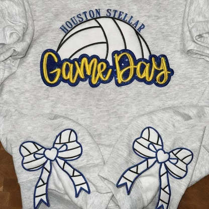 Personalized Volleyball Game Day Sweatshirt with Side Bows Volleyball Coquette Bows Sweatshirt-Claire Custom