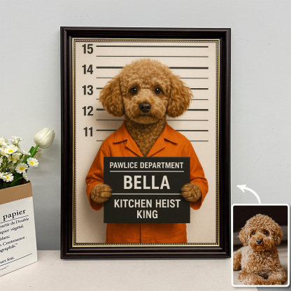 Custom Pet Mugshot Portrait Wall Art, Custom Guilty Pet Art-Claire Custom