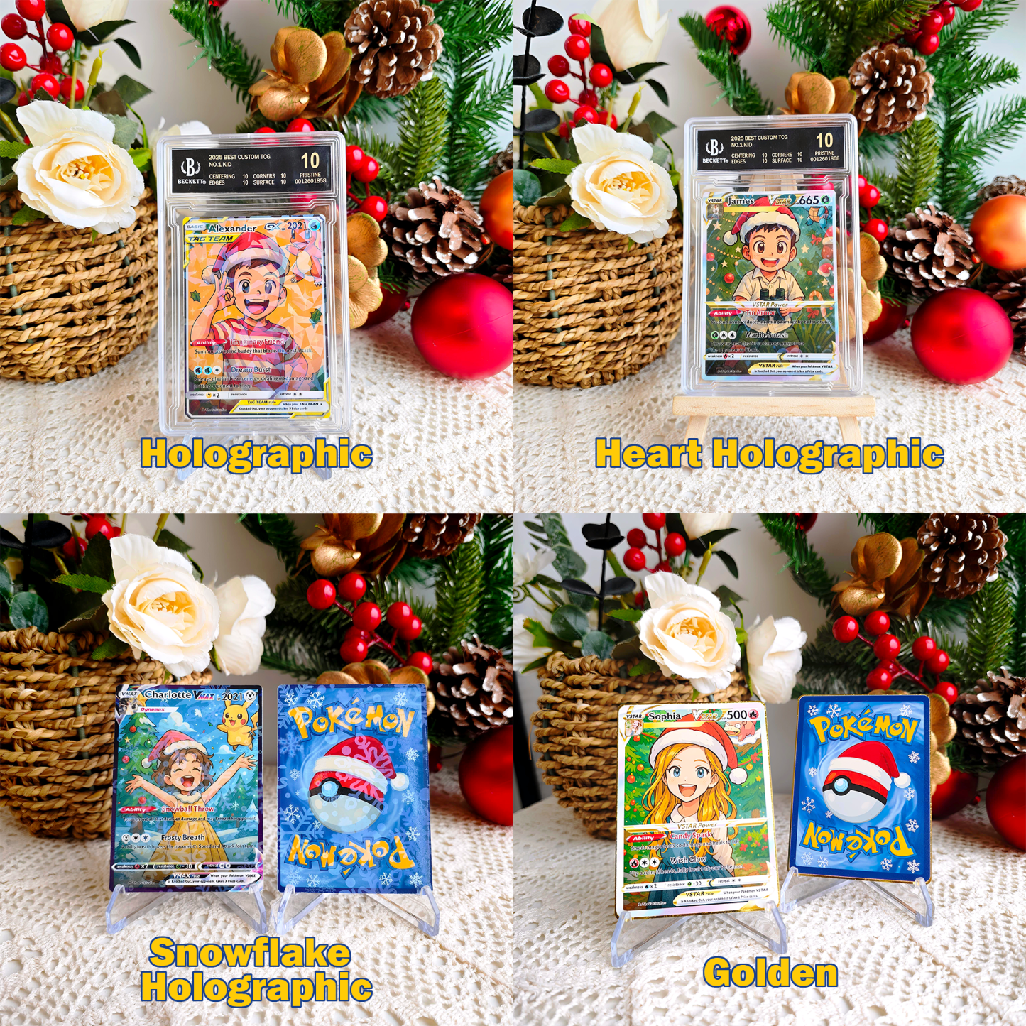 Custom Anime Kid Christmas Pokecard TCG V/Vmax/VSTAR/EX/GX Card