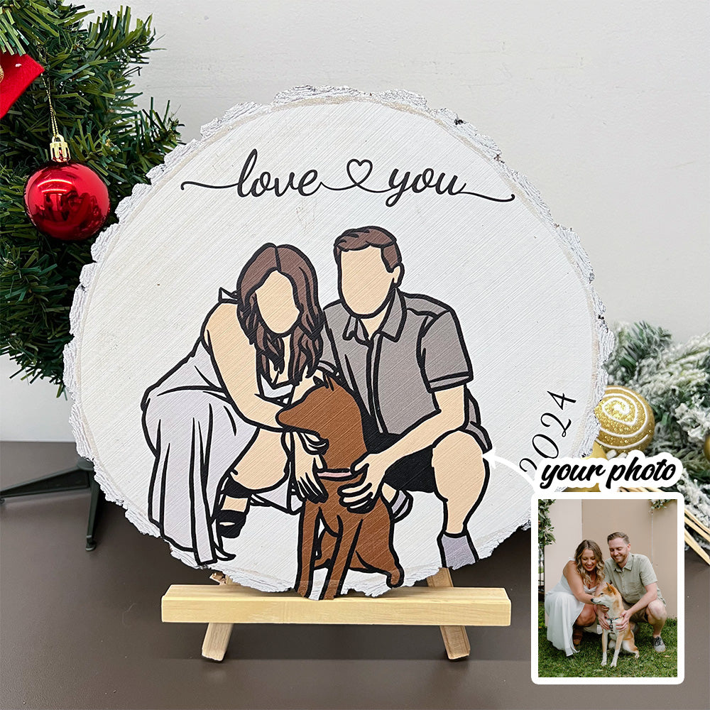 50%off⭐️50%OFF ⭐️ Custom Natural Wood Slice With Portrait And Engraved Text-Claire Custom