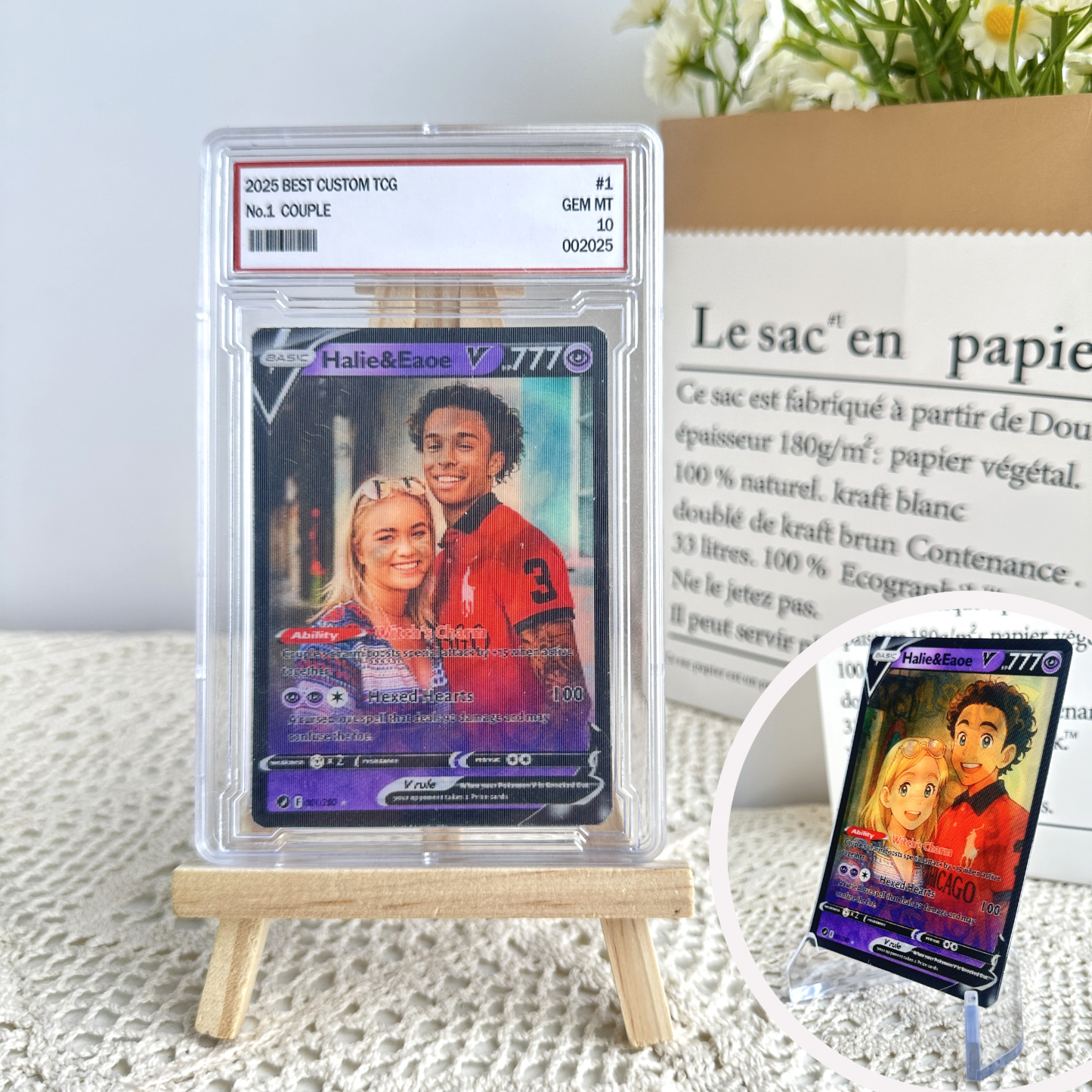 Custom Couple Anime Magic Lenticular Pokecard TCG Card