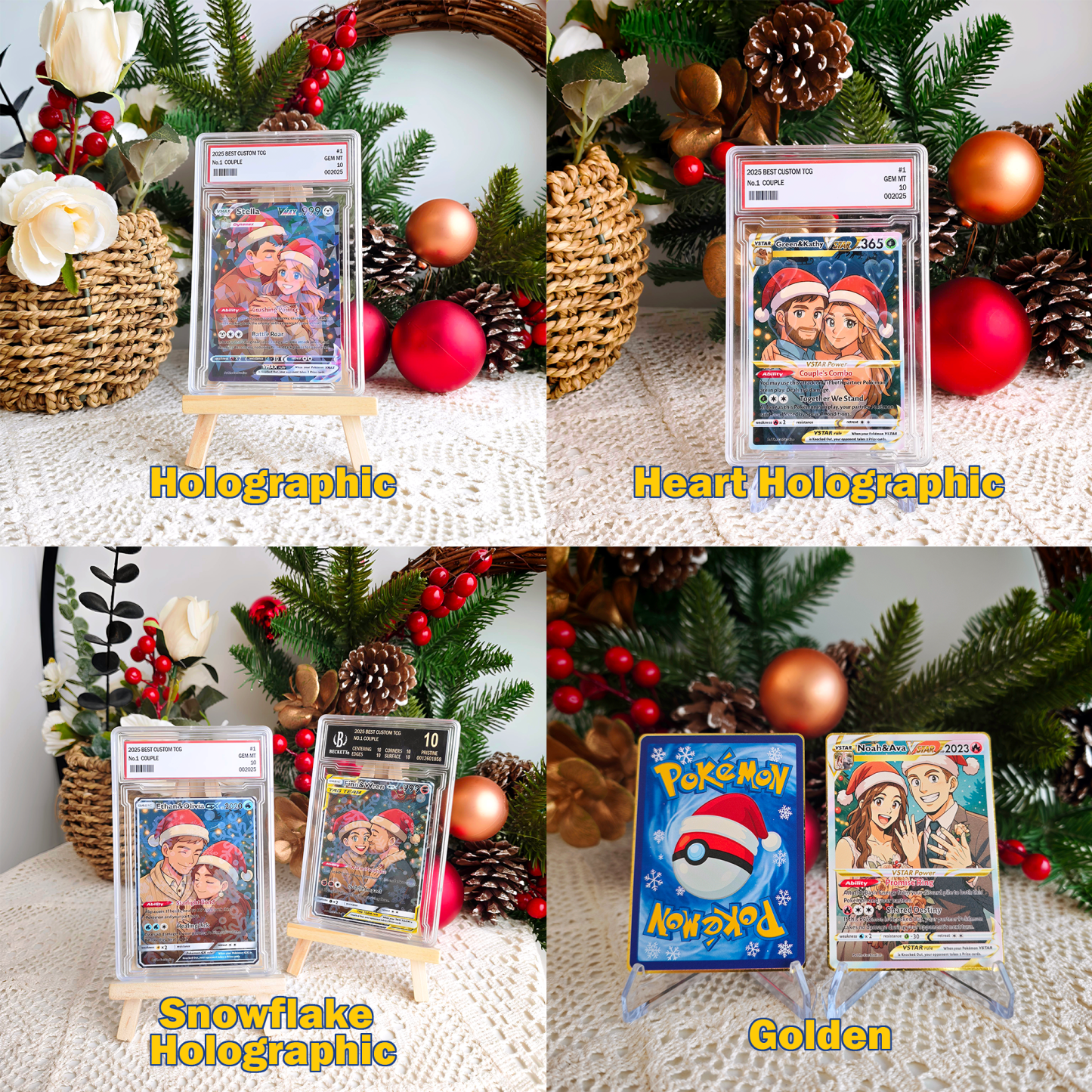 Custom Anime Couples Christmas Pokecard TCG V/Vmax/VSTAR/EX/GX Card