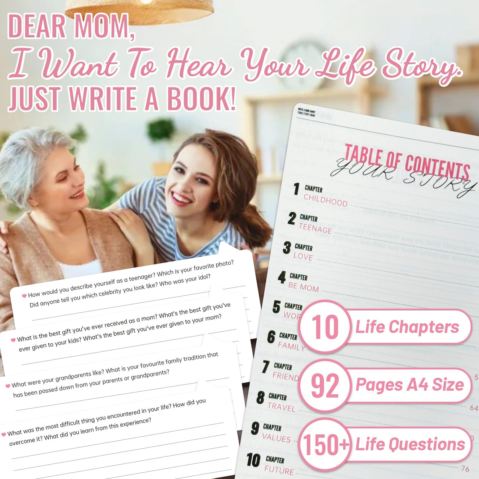 Write A Book About Your Story Mom I Want to Hear-6in1 Gift Set-Claire Custom