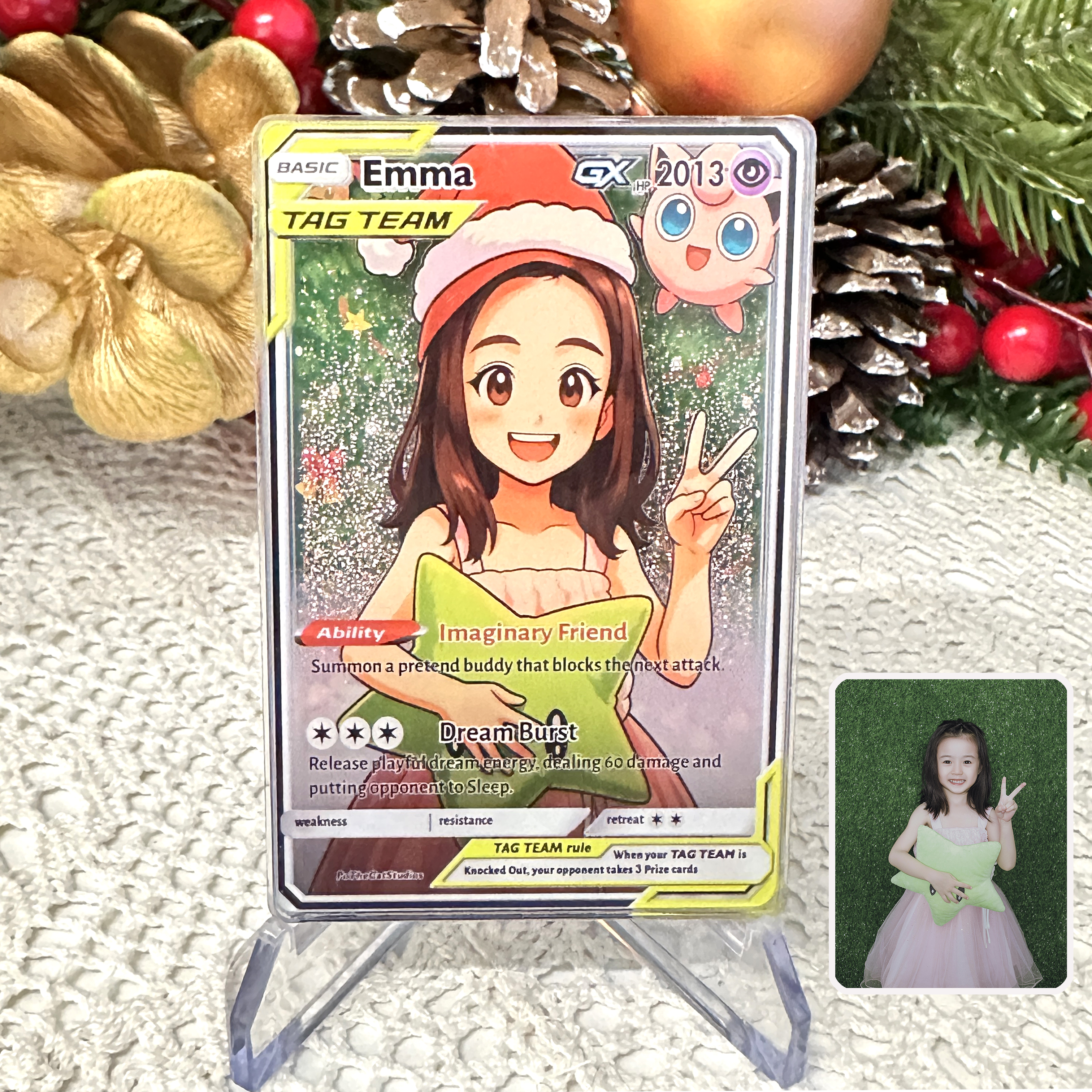 Custom Anime Kid 3D Floating Sand Pokecard TCG V/Vmax/VSTAR/EX/GX Card