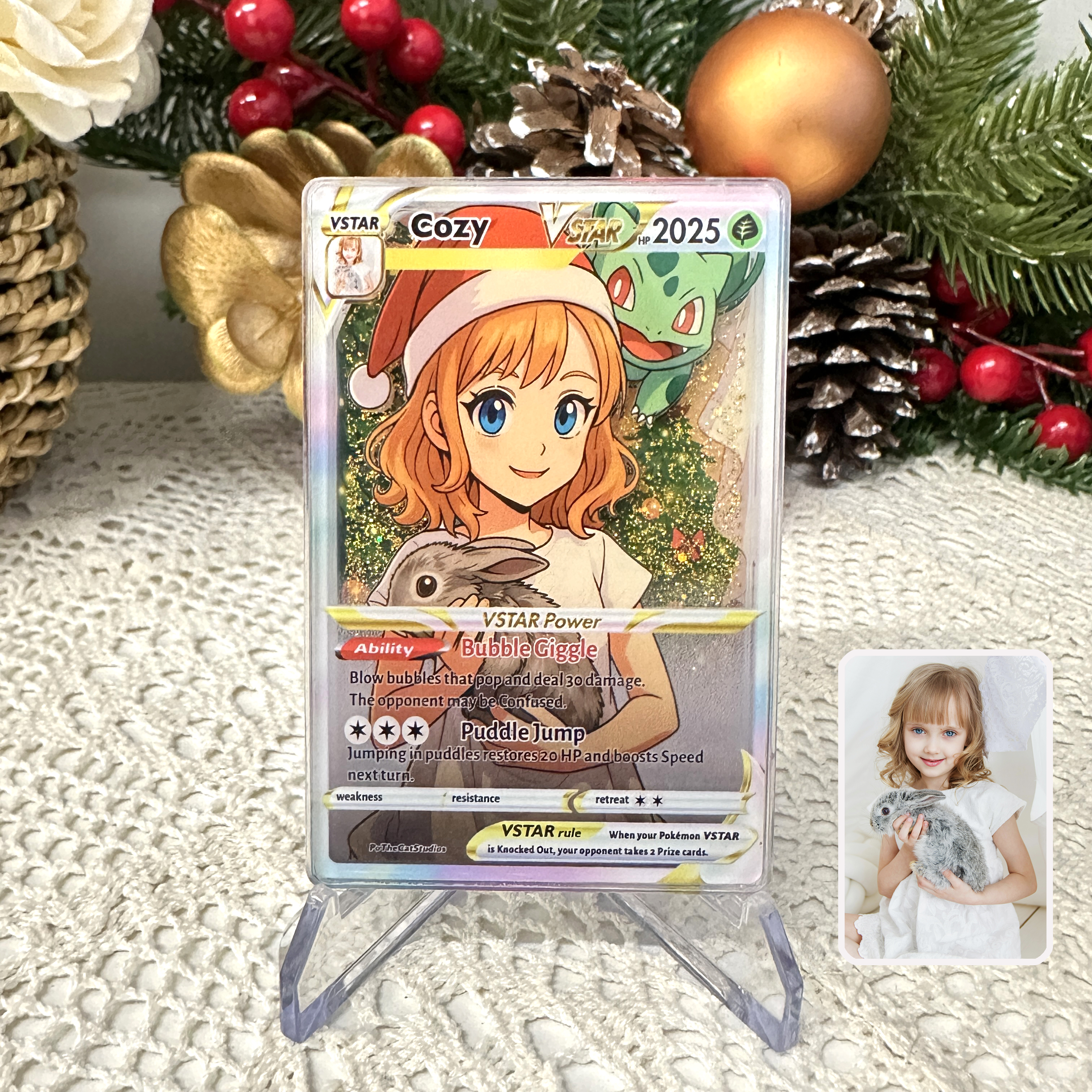 Custom Anime Kid 3D Floating Sand Pokecard TCG V/Vmax/VSTAR/EX/GX Card