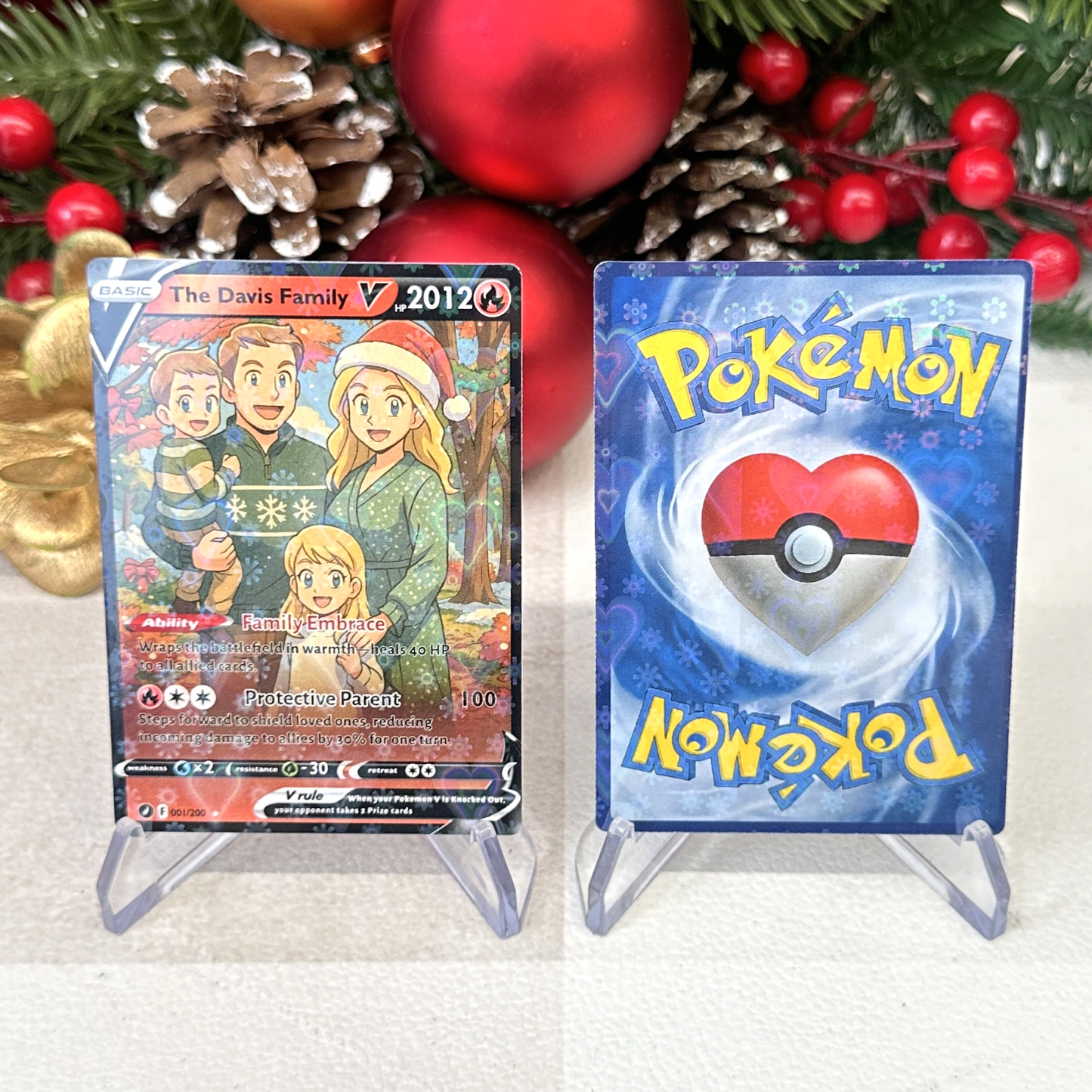 Custom Anime Family Christmas Pokecard TCG V/Vmax/VSTAR/EX/GX Card-Claire Custom