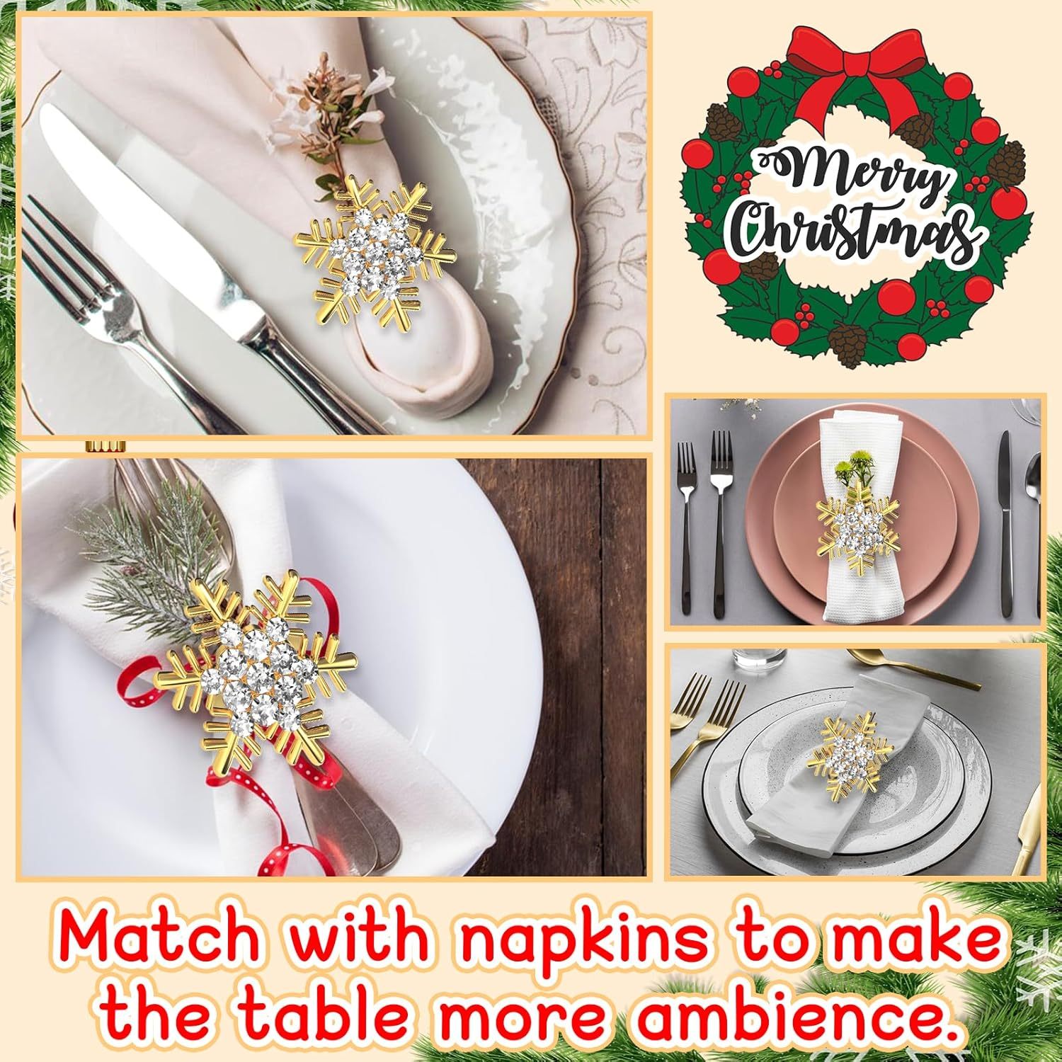 🎅Christmas Napkin Rings for Christmas Holiday Party❄️ Table Decoration🍽️-Claire Custom