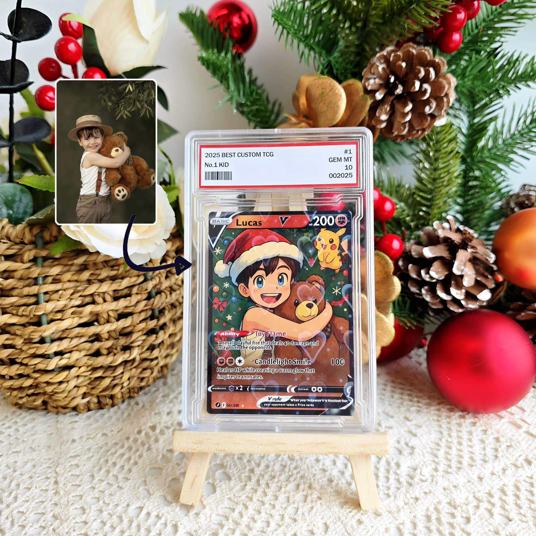 Custom Anime Kid Christmas Pokecard TCG V/Vmax/VSTAR/EX/GX Card