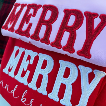 Personalized Green/Red Merry Christmas Bow Side Sweatshirt-Claire Custom