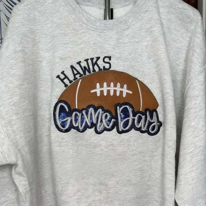 Personalized Football Sweatshirt with Side Bows Football Mom Game Day Sweatshirt-Claire Custom
