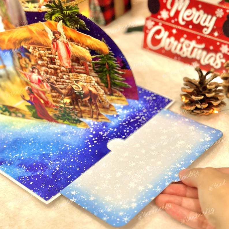 🎄Handcrafted 3D Nativity Scene Christmas Scene Greeting Card-Claire Custom