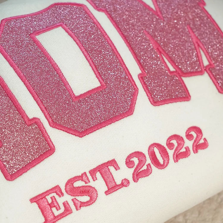 Personalized Mom Est. Year Sweatshirt with Side Bow - Heartfelt Gift for Mom & Grandma-Claire Custom