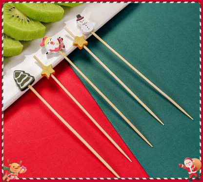 🍸️100 pieces of Christmas cocktail picks toothpick skewer decoration🍓-Claire Custom