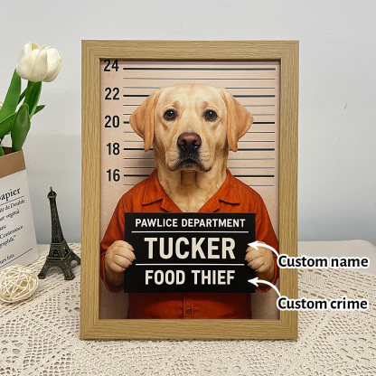 Custom Pet Mugshot Portrait Wall Art, Custom Guilty Pet Art-Claire Custom