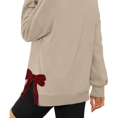 Personalized Mama Embroidered Glitter Side Bow Sweatshirt-Claire Custom