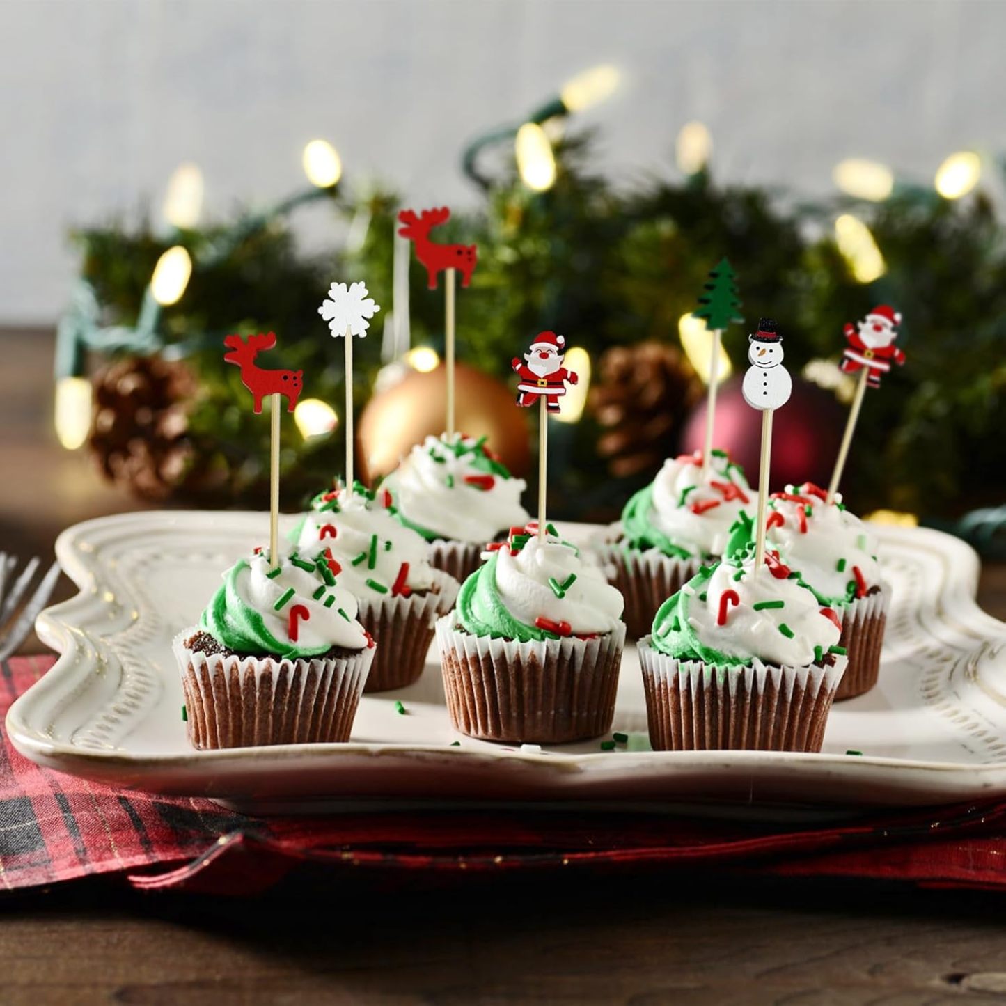 🍸️100 pieces of Christmas cocktail picks toothpick skewer decoration🍓-Claire Custom