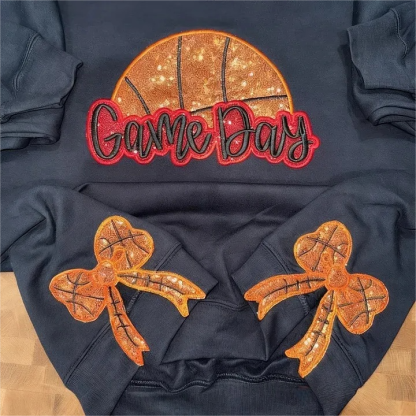 Personalized Basketball Game Day Sweatshirt with Side Bows Basketball Mom sweatshirt-Claire Custom