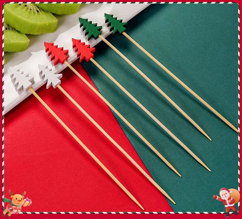 🍸️100 pieces of Christmas cocktail picks toothpick skewer decoration🍓-Claire Custom