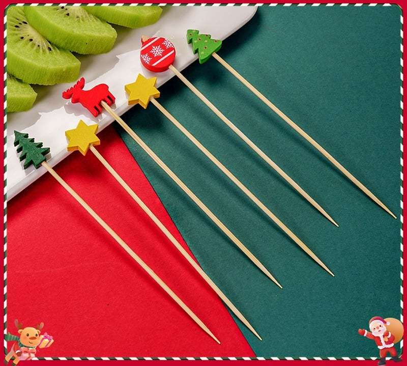🍸️100 pieces of Christmas cocktail picks toothpick skewer decoration🍓-Claire Custom