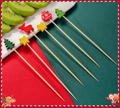 🍸️100 pieces of Christmas cocktail picks toothpick skewer decoration🍓-Claire Custom
