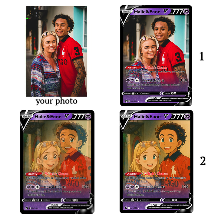 Custom Couple Anime Magic Lenticular Pokecard TCG Card