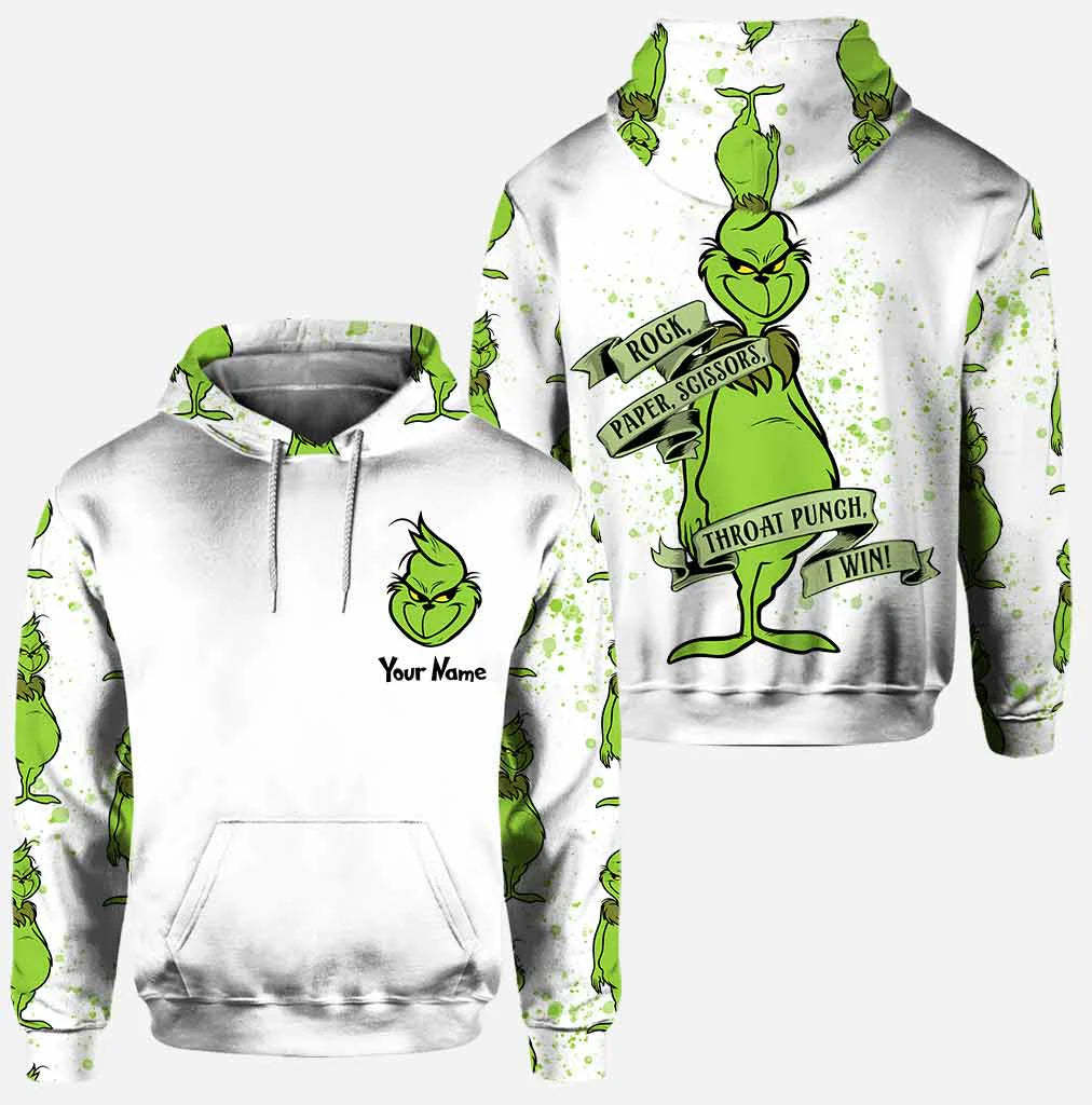 Grch Green Monster Rock Paper Scissors I Win - Personalized Hoodie And Leggings-Claire Custom