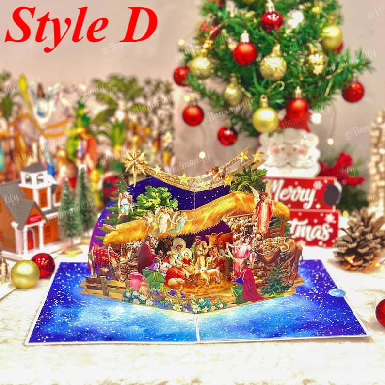🎄Handcrafted 3D Nativity Scene Christmas Scene Greeting Card-Claire Custom