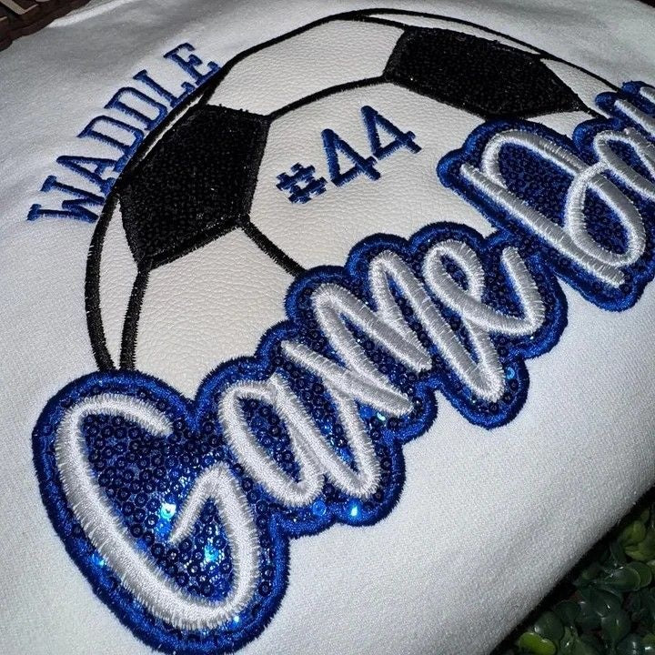 Personalized Soccer Game Day Sweatshirt Sequin Soccer Game Day with Side Bow-Claire Custom