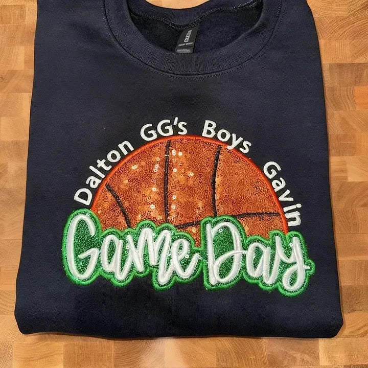Personalized Basketball Game Day Sweatshirt with Side Bows Basketball Mom sweatshirt-Claire Custom