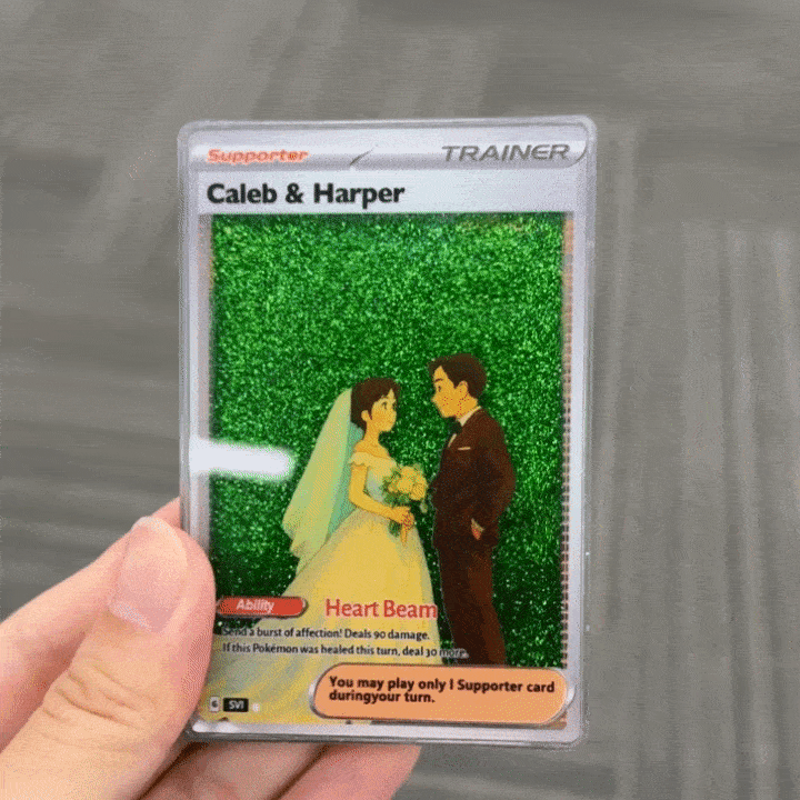 Custom Anime 3D Floating Sand Trainer Supporter Card Pokecard For Couples-Claire Custom