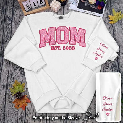 Personalized Mom Est. Year Sweatshirt with Side Bow - Heartfelt Gift for Mom & Grandma-Claire Custom