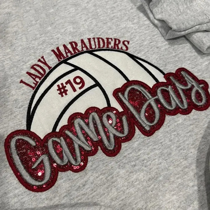 Personalized Volleyball Game Day Sweatshirt with Side Bows Volleyball Coquette Bows Sweatshirt-Claire Custom