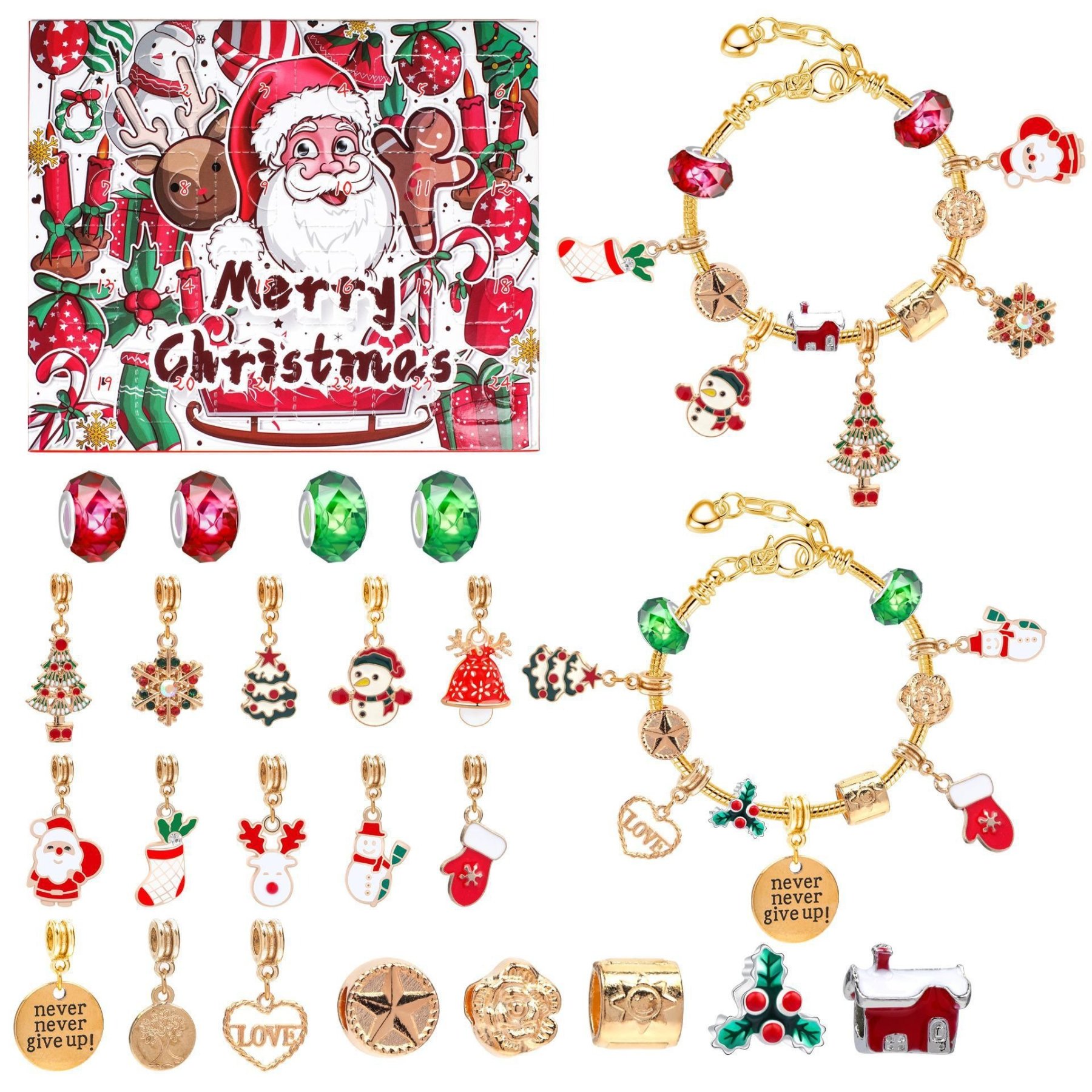 24 Pcs DIY Christmas Advent Calendar Bracelets Set-Claire Custom
