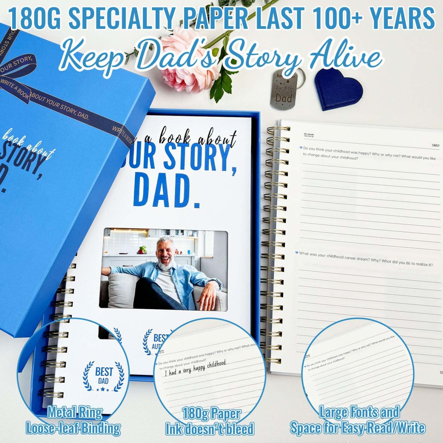 Write A Book About Your Story Dad I Want to Hear-6in1 Gift Set-Claire Custom