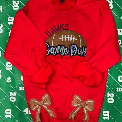 Personalized Football Sweatshirt with Side Bows Football Mom Game Day Sweatshirt-Claire Custom